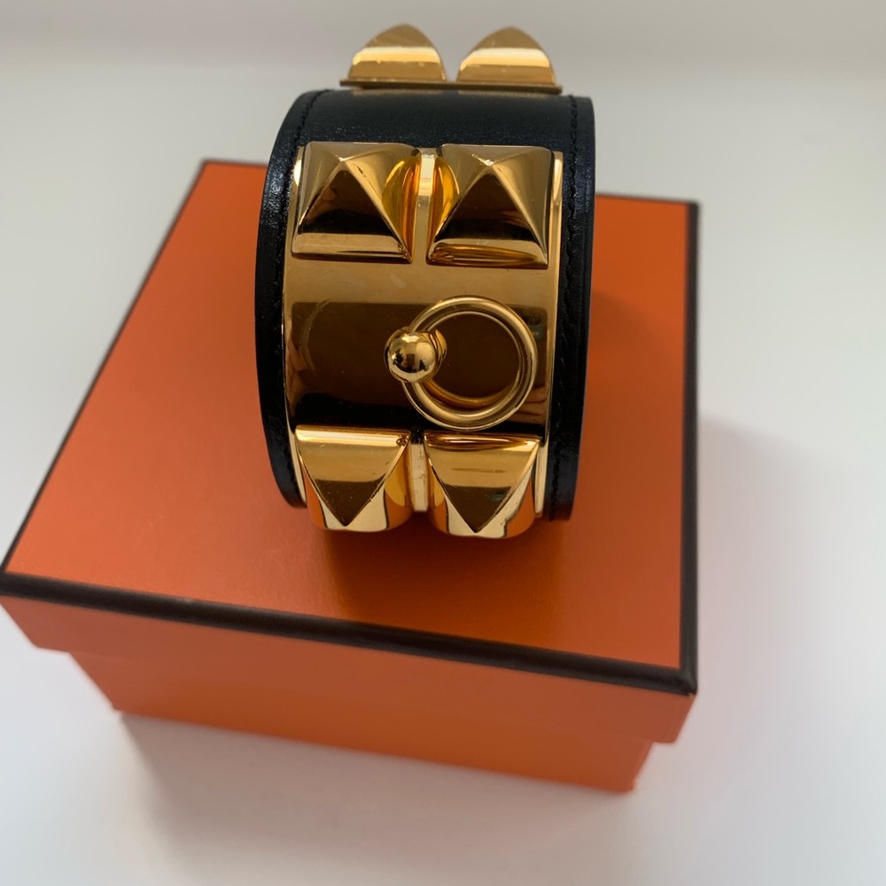Hermès Black Collier De Chien Gold with Hardware